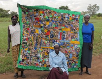 Our beautiful "Crazy" quilt made from remnants of previous products. 